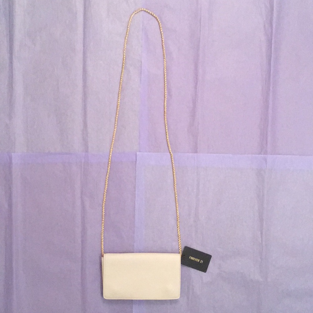 Forever 21 Cream Faux Leather Crossbody Bag NEW - Picture 3 of 4